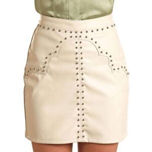 Studded Cream Mini Skirt